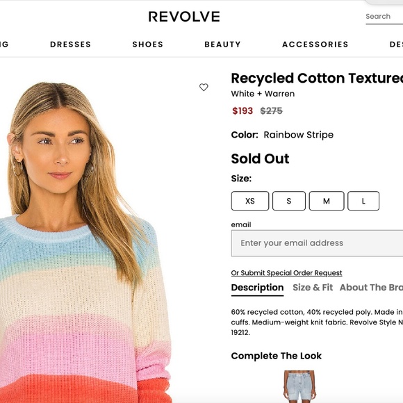 White and Warren Textured Rainbow Crewneck: Brand New XS - Picture 8 of 8